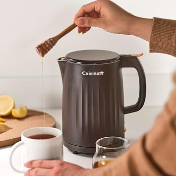 Cuisinart Soho 1-Liter Double Wall Electric Hot Water Kettle, Tea Kettle with Stainless Steel Interior, One Touch Operation to Boil Water for Tea, Hot Cocoa, or Instant Oatmeal, CK-10BK, Black
