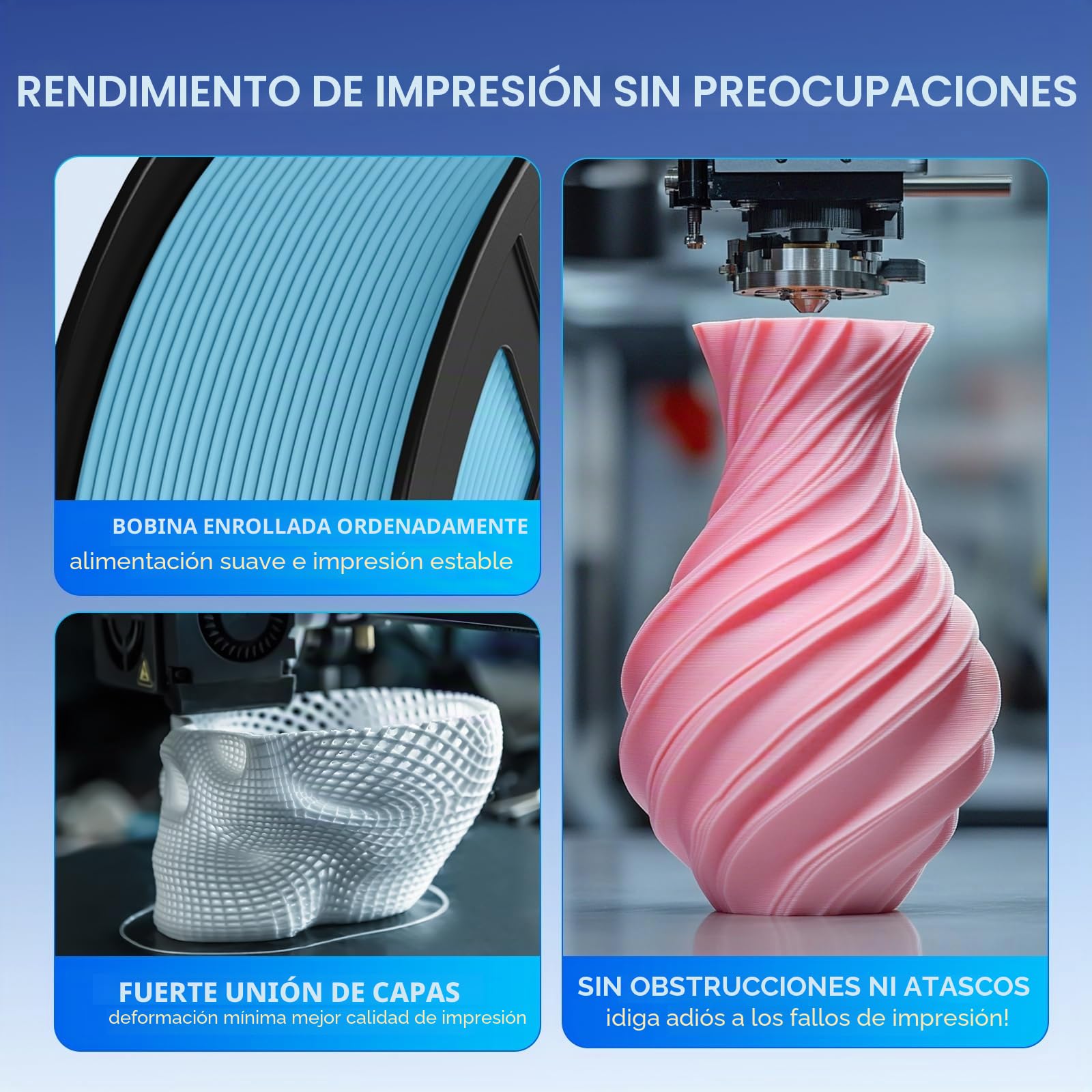 JAYO PLA Mate 1.75 mm Filamento 3D – Más Metros por Carrete: ~360 m en 1.1 kg (2.42 lbs), Precisión Dimensional ±0.03 mm, Enrollado Limpio, Sin Enredos, Color Rosa Mate para Impresoras 3D