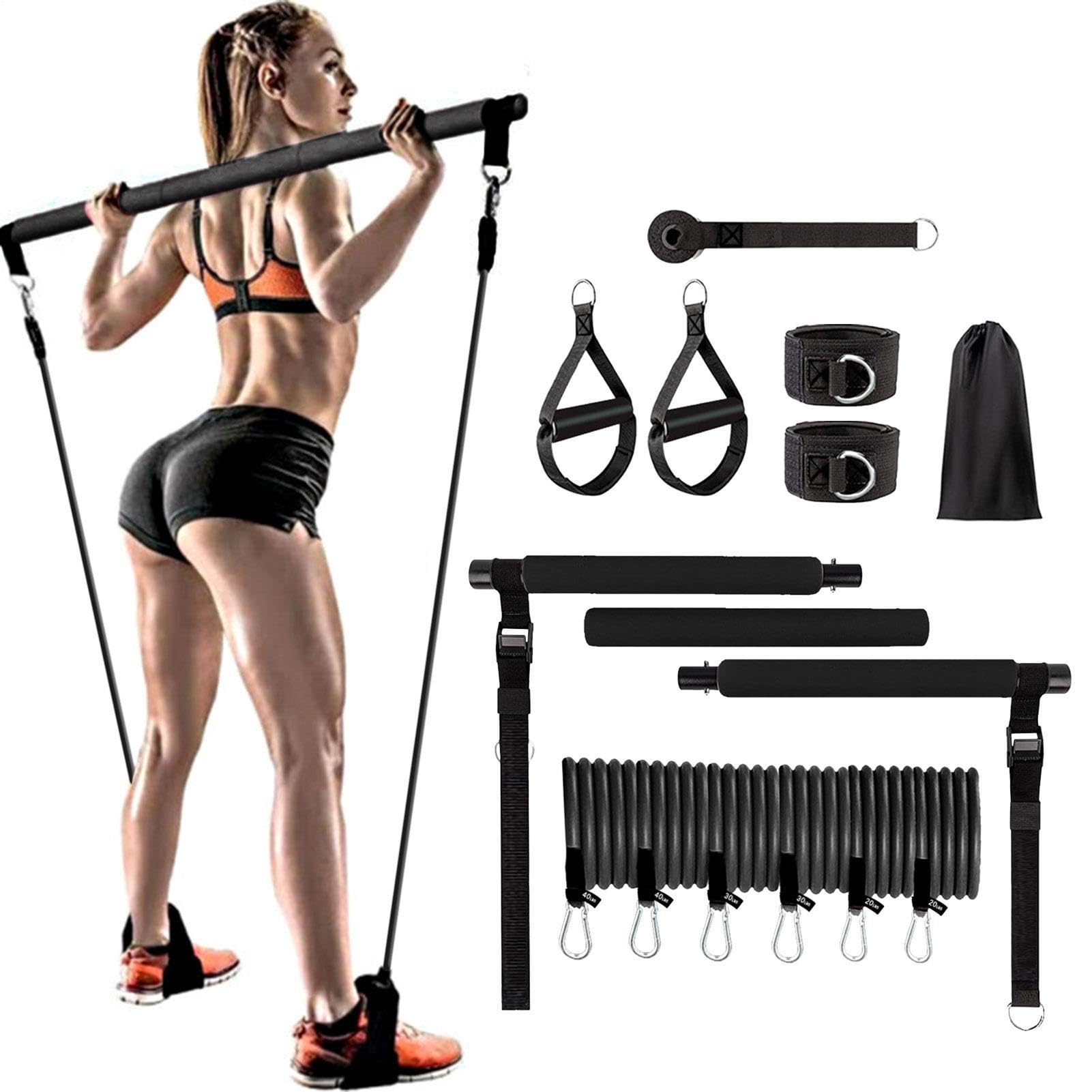 Pilates Equipment Set: Multifunktionale Pilatesstange mit Widerstandsbändern | Heim-Fitnessgerät für Frauen | Ganzkörper-Krafttraining, Yoga