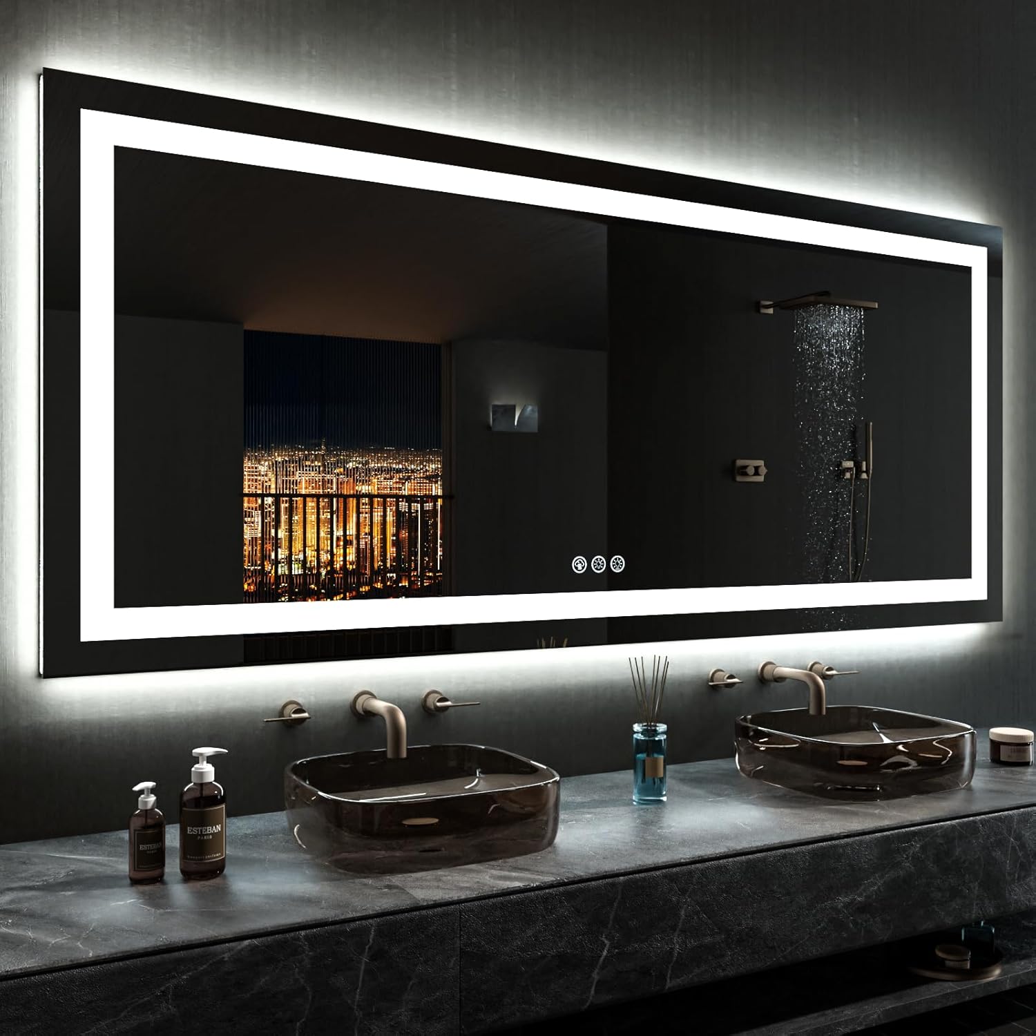 LOAAO LED Bathroom Mirror with white front and back lighting
