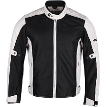 SGR Cool Mesh Cotton Motorcycle Jacket, Black with Neon Yellow Contrast, Zip Front Closure, Protective Riding Gear