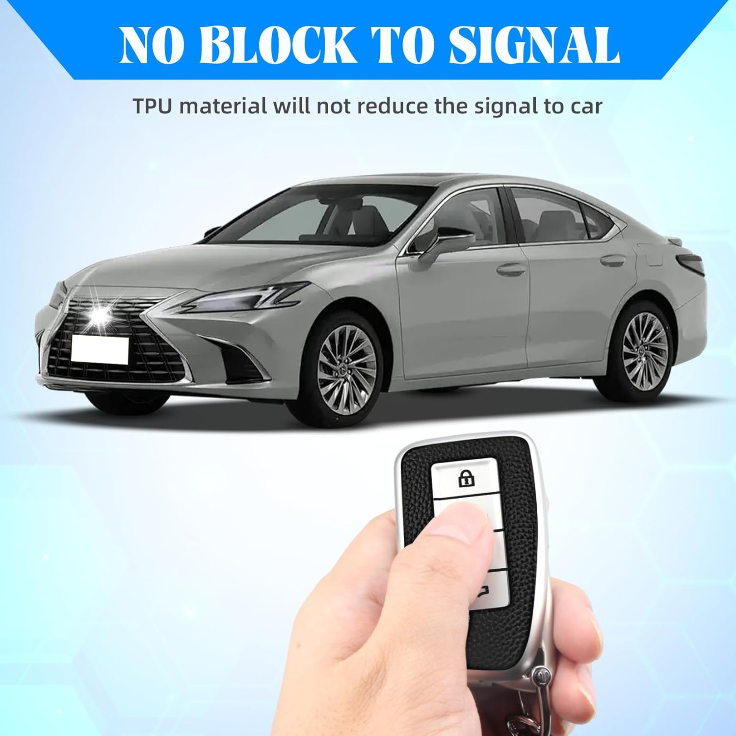 QBUC for Lexus Key Fob Cover, Key Fob Case with Keychain for Lexus 2013-2021 ES is GS NX LS RX RC GX LX 570 200 250 350 460 300 F 450h 600h Accessories Protector (Silver) - Image 4