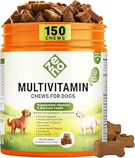 Dog Vitamins and Supplements - 150 Chews - Dog Multivitamin and Minerals - Immune, Digestive & Joint Support, Skin & Coat - Packed with Omega 3s, Glucosamine & Probiotics - Duck