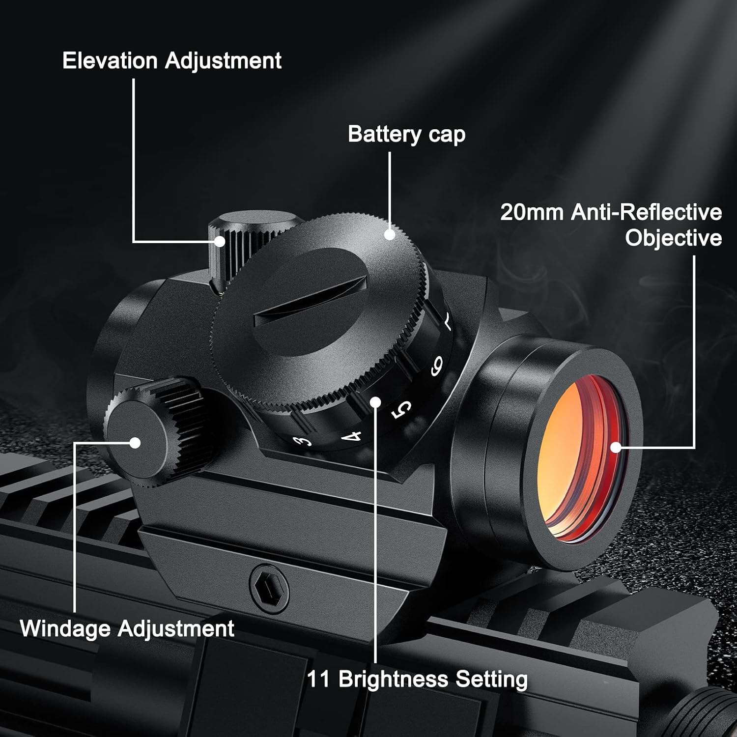 EZshoot Red Dot Sights, 1x25mm 2MOA Micro Red Dot Gun Sight Rifle Scope with 1 Inch 20mm Riser Mount Shockproof and Water Scratch Resistant