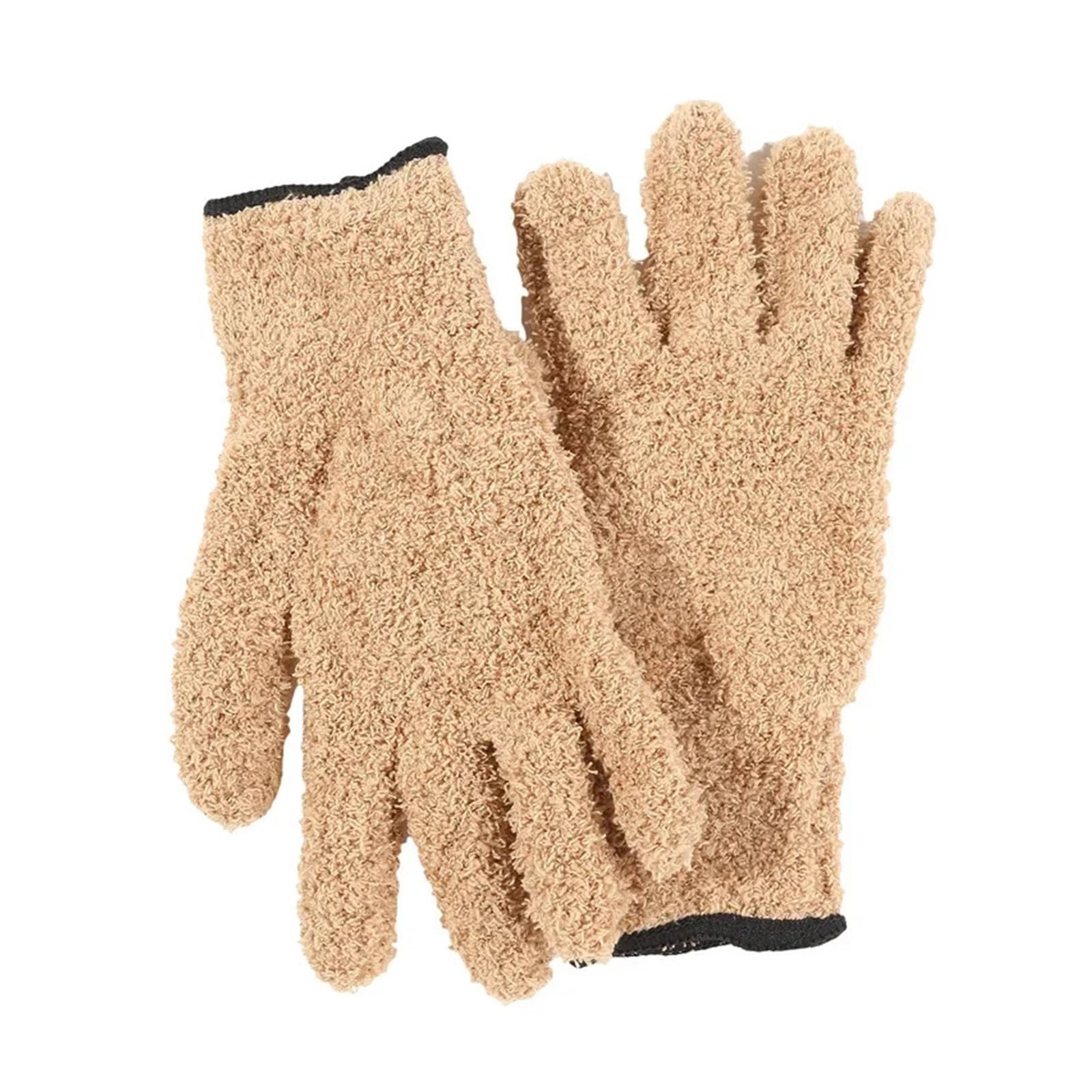 DYYEUAVT 2Pair Coral Fleece Microfiber Cleaning Gloves Car Grooming Solid Dusting Five Fingers Absorbent(Brown)