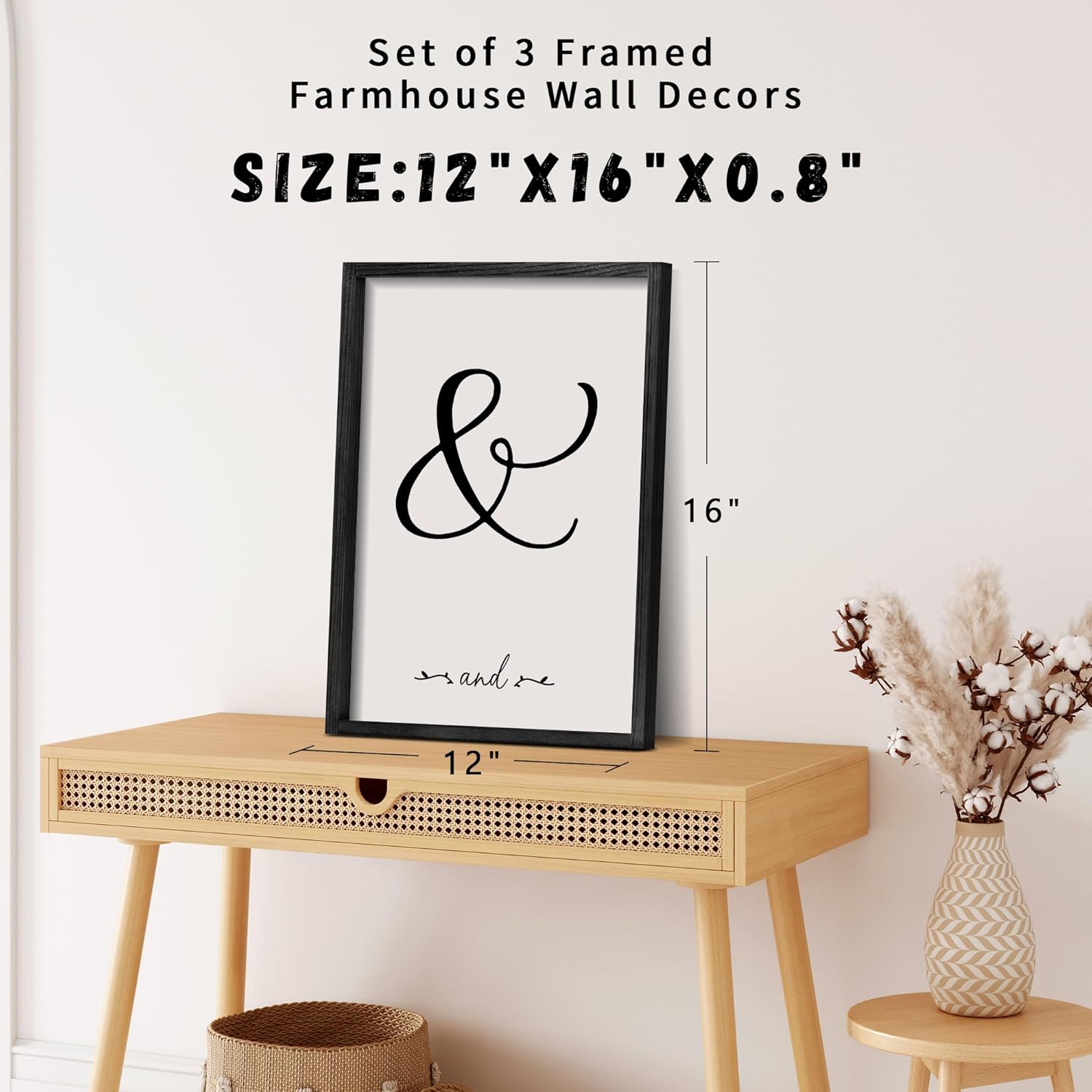 Houmury Set of 3 Framed Wall Decor Farmhouse Wall Art You & Me Always and Forever Vintage Bedroom Wall Decors 12x16 (White)