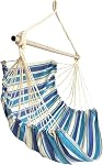 GOCAN Hammock Chair Large Hammock Swing, 100 x 135cm Load 150kg, Cotton Hammock Chair Metal Spread Bar Wide Seat Swing Chair(Blue)