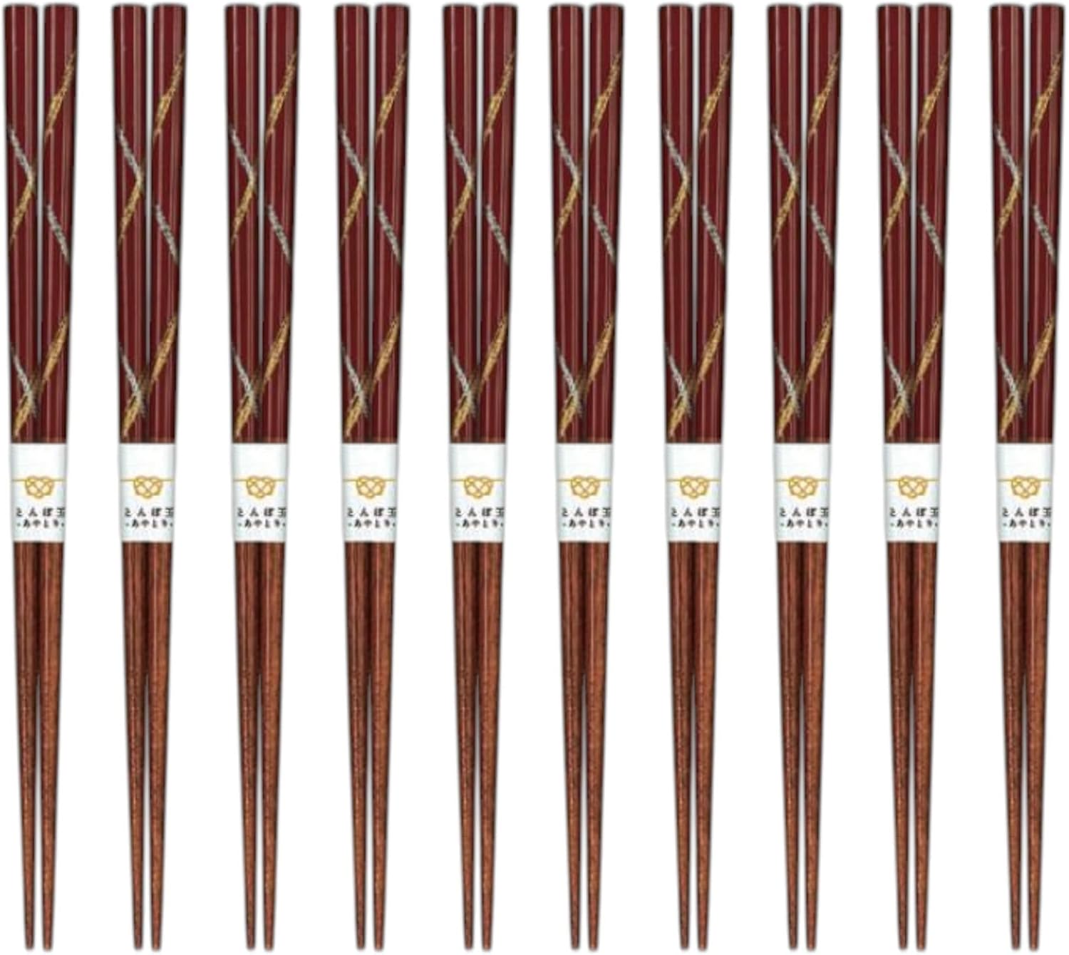 J-kitchens 10 Pair Set of Chopsticks, Bento Box, Picnics, Excursions, Sports Events, Guests, Entertaining, Wooden, Dragonfly Balls, Tied, 8.3 inches (21.0 cm), Dishwasher Safe, Made in Japan