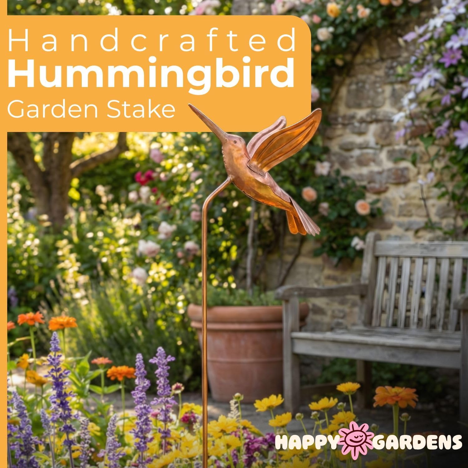 Ancient Graffiti Flamed Copper Hummingbird Garden Ornament