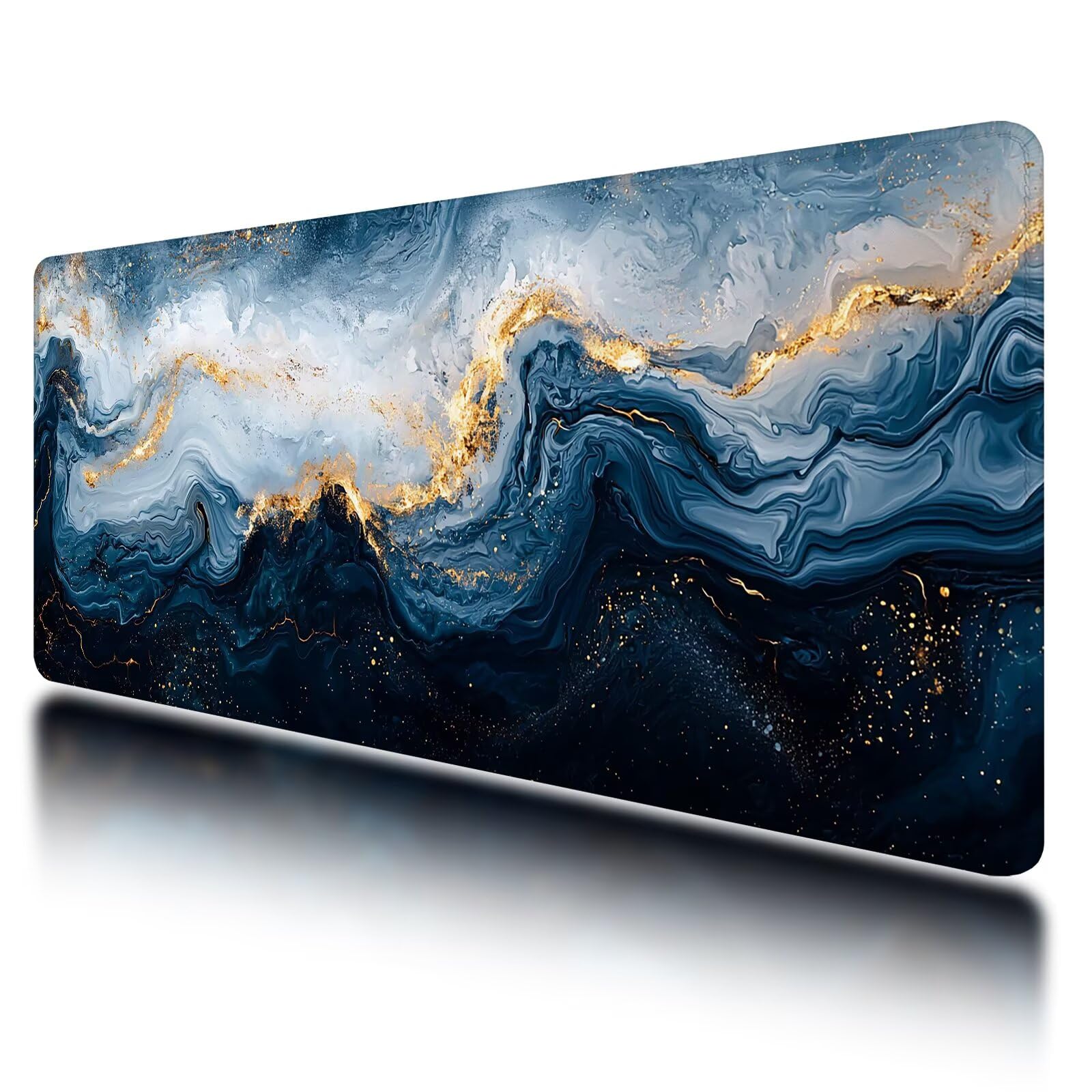 Podkładka pod mysz do gier, XXL niebieska podkładka pod mysz 1200 x 600 mm, podkładka pod biurko ze szwami na krawędziach, podkładka pod mysz marmurowa wodoodporna antypoślizgowa do akcesoriów