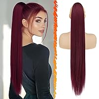 Vista 26 de BARSDAR Extensión de Cola de Caballo Corta y Recta - Extensiones de Cabello de Cola de Caballo Negra con Cordón de 16 Pulgadas para Mujeres