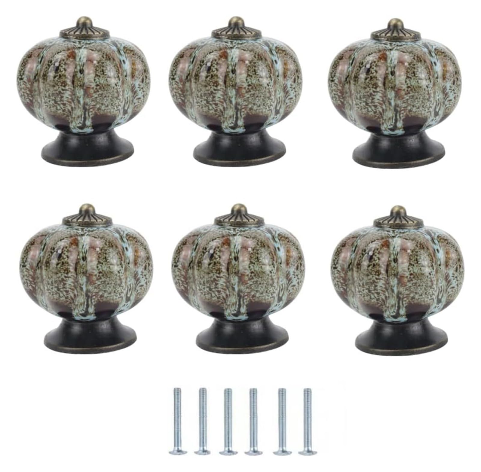 Enmrfvkz Blu Ceramic Cupboard Drawer Handle Knobs, Ceramic Cupboard Drawer Door Knobs Multicolor 6 Pieces 40X40mm(Blu)