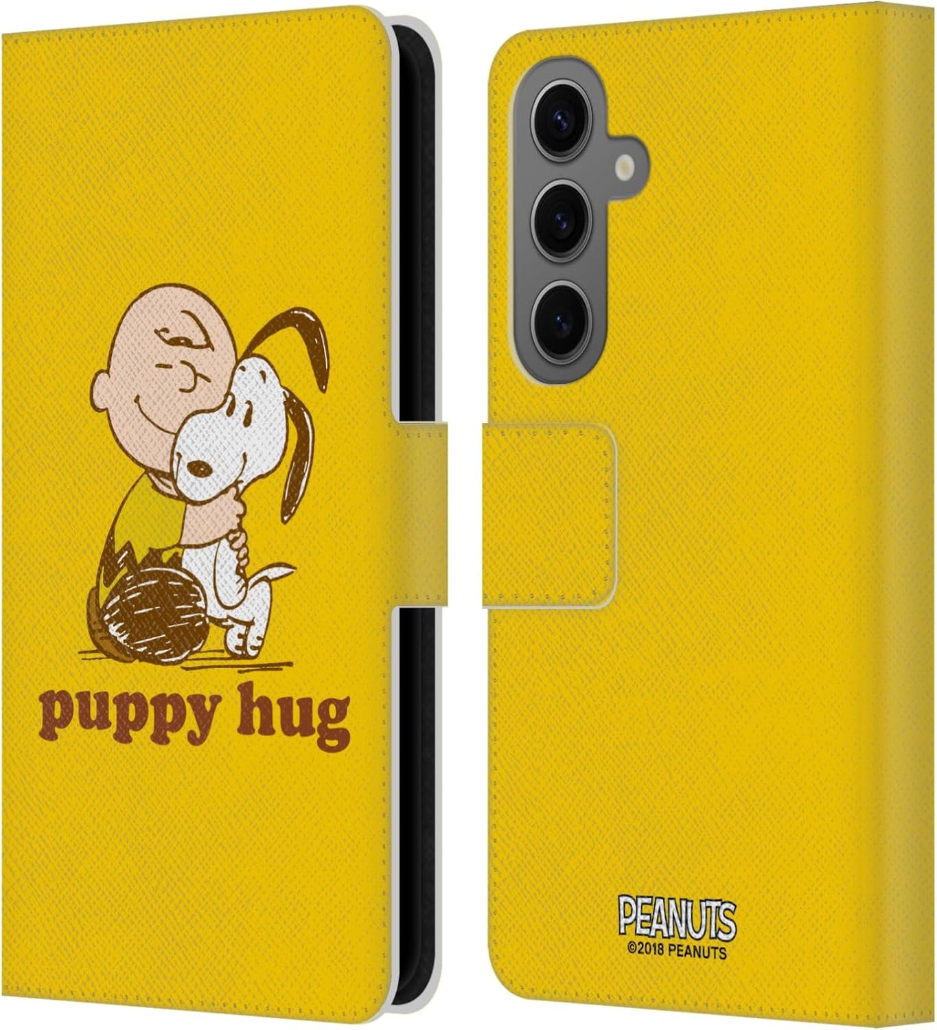 Head Case Designs Officially Licensed Peanuts Charlie Puppy Hug Snoopy Hug Leather Wallet Case Compatible with Samsung Galaxy S25