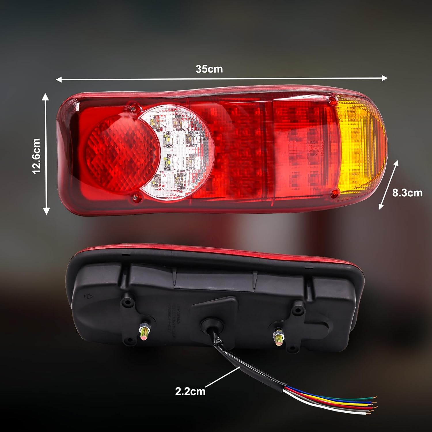 LED Trailer Tail Lights, Truck Tail Light, Sequential Flowing Tail Light, Turn Signal Parking Reverse Brake Running Lights (46LED tricolor)