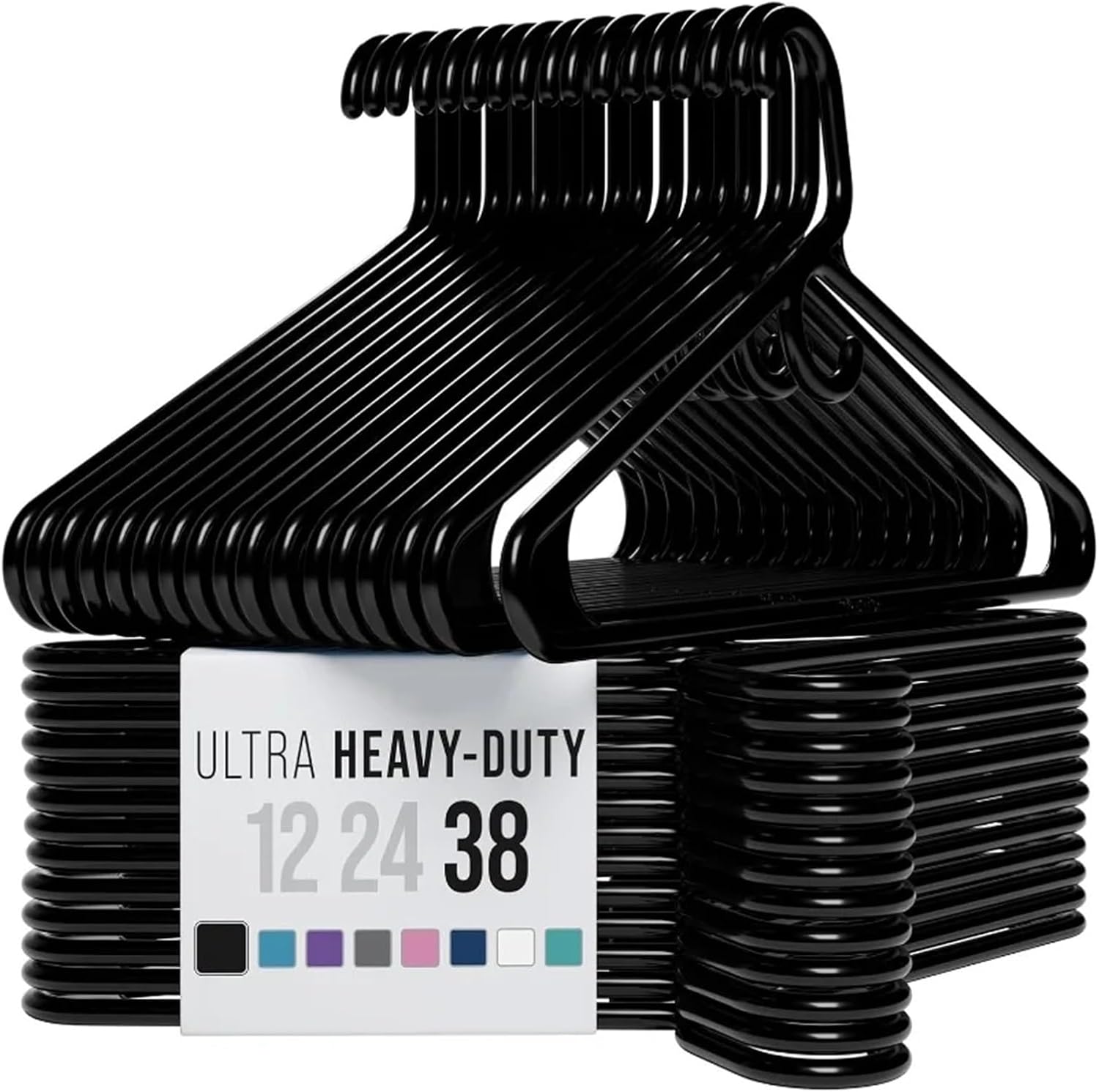 Ultra Heavy Duty Plastic Durable Coat Suit and Clothes Hanger (38 Pack - Black)(Purple)
