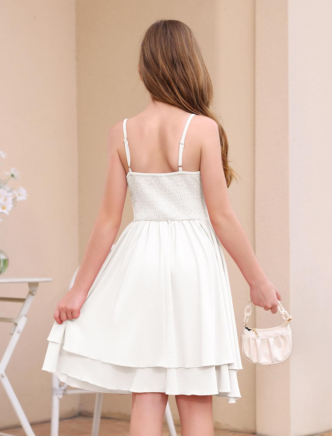 ODIZLI Kids Girls Sleeveless Double Layered Ruffle A-line Dress Sundress Casual Dress for Holiday Party Back to School Summer - Image 5