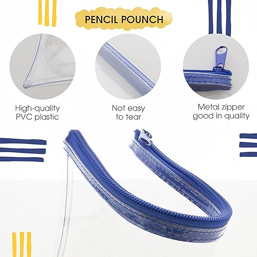 Miniatura 5 de BAZIC - Estuche para lápices de 3 anillos con agujeros de anillos reforzados con remaches, color transparente de 11 x 5 pulgadas, bolsa con