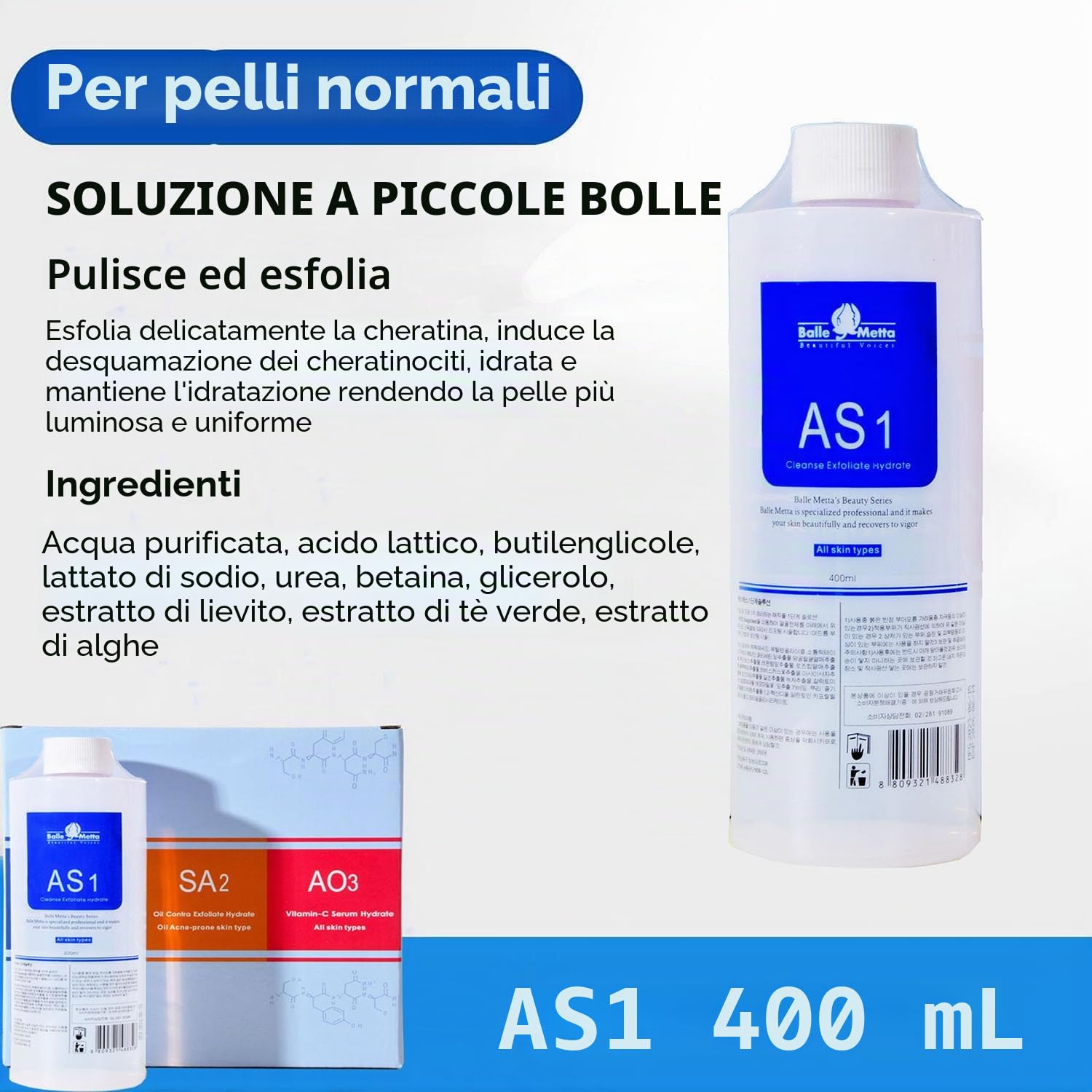 Aqua Peeling Solution AS1 SA2 AO3 Soluzioni siero viso Cura della pelle Bellezza Viso Pulizia Soluzione Per Hydra Viso Dermabrasion Hydra Peel Machine Solution 400ML