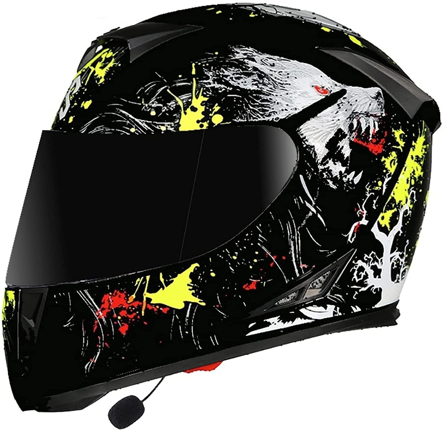 Casque moto intégral Bluetooth L 59-60cm noir avec double visière solaire