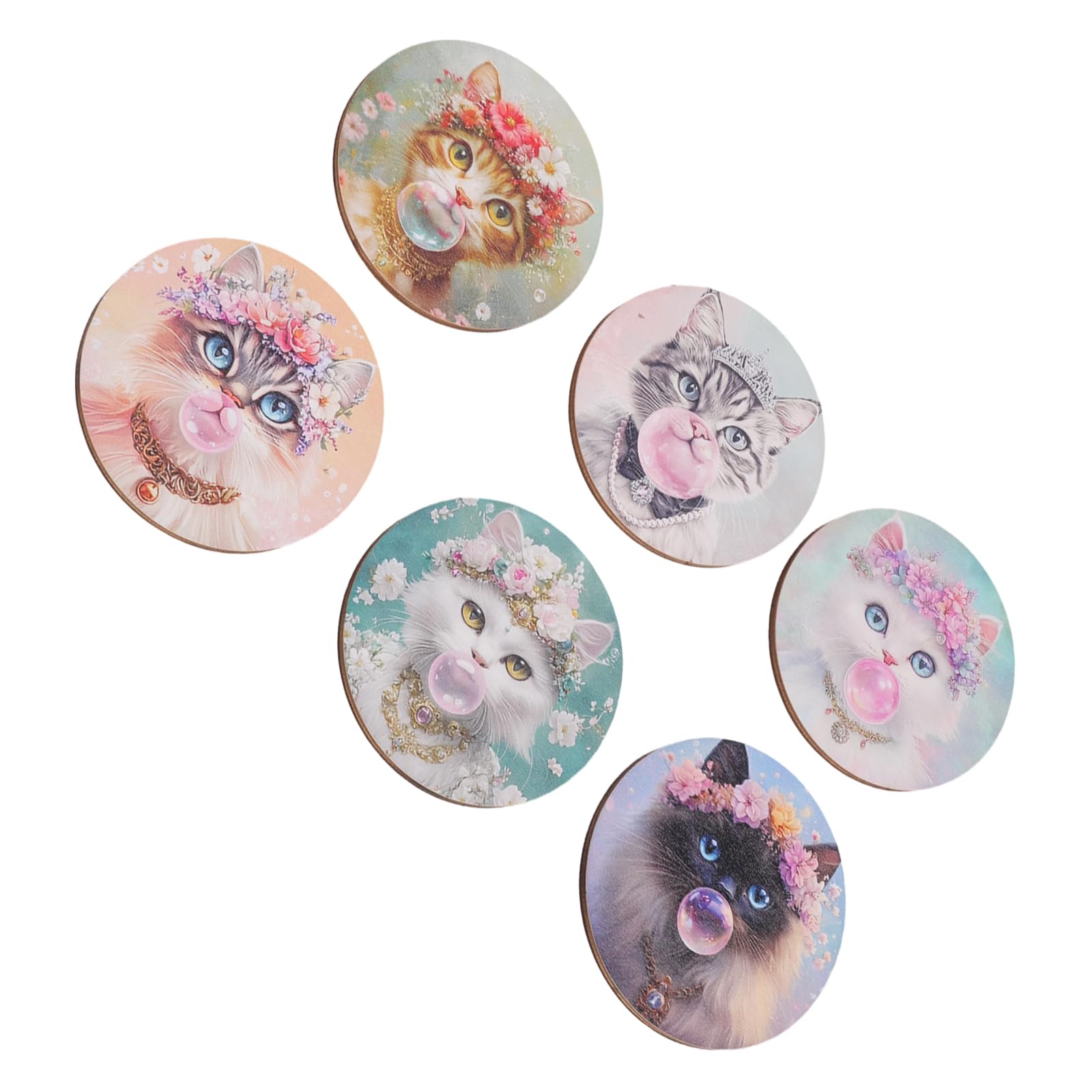 Tsophreniq Beautiful Creative Cats Theme Wood Coasters Drink Set for Hot Beverages Prevents Table From Heat and Scratches Hot Drink