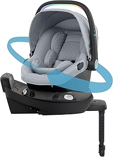 Evenflo Revolve180 LiteMax NXT Rotating Rear-Facing Lightweight Preemie and Infant Car Seat 3-30lbs with SensorySoothe & Accessory Load Leg. Easy Install with Base (Quartz)