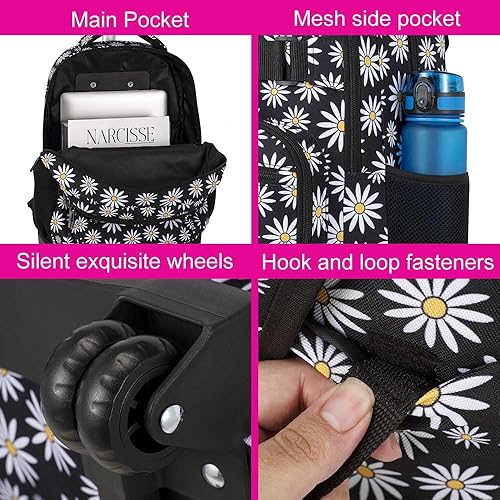 Miniatura 5 de AGSDON Mochila con ruedas para mujeres y hombres, mochila de viaje para laptop, con ruedas, equipaje de mano con ruedas para adolescentes, negro