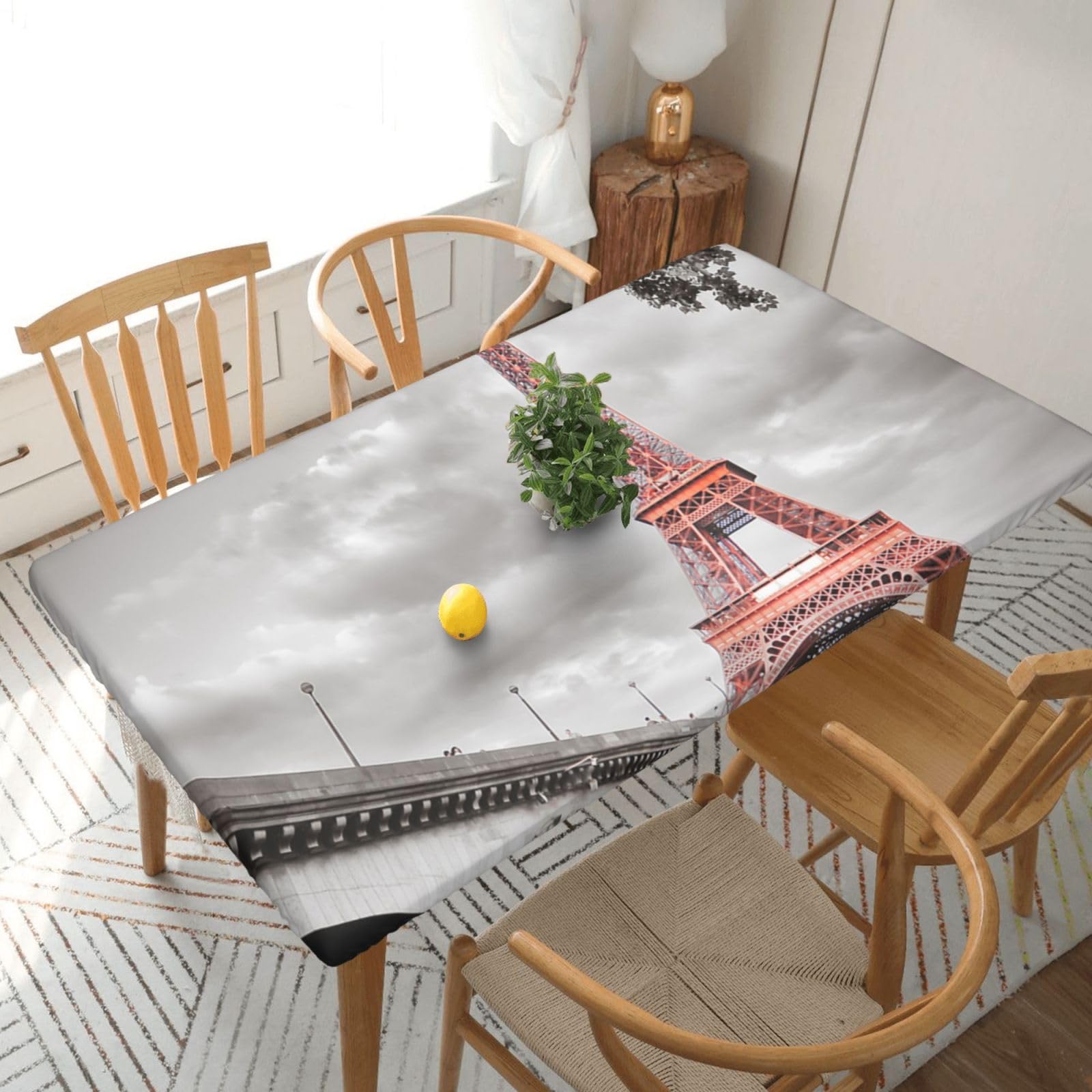 BNVSADC Tower Paris Printed 5FT Tablecloth Polyester Kitchen Water Resistant Table Cloth Dining Table Decoration Table Covers, 152x76 CM