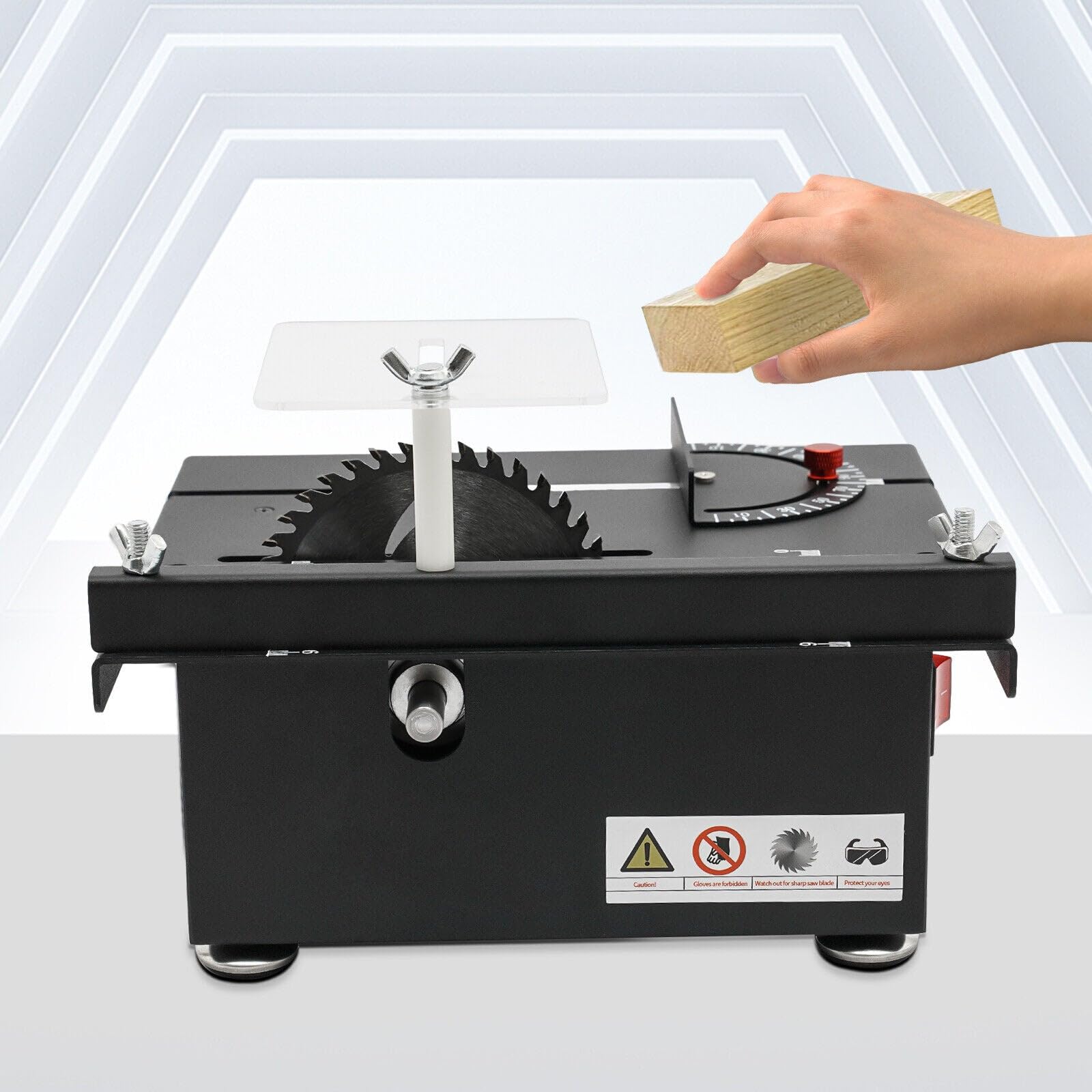 Mini stołowa pilarka tarczowa, 200 W, wielofunkcyjna piła 10 000 obr./min, regulacja kąta 0-90°, "zrób to sam", 7-biegowa regulacja do obróbki drewna, projektów cięcia, czarna