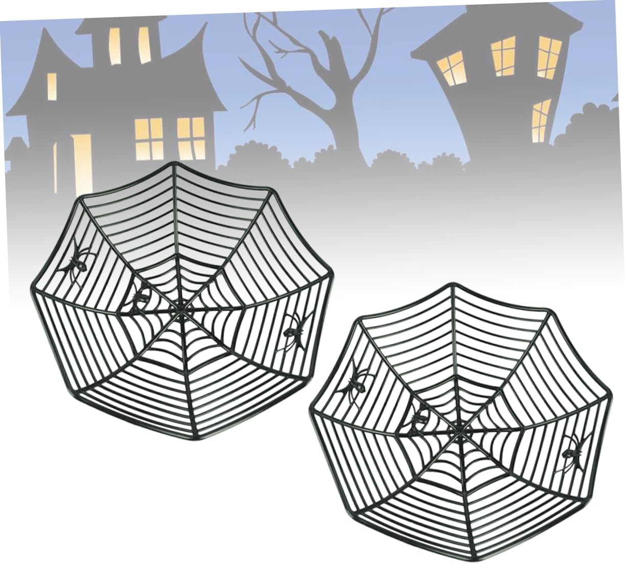 CHILDWEET Halloween Spider Web Candy Dish Plastic 2 Piece Black Storage