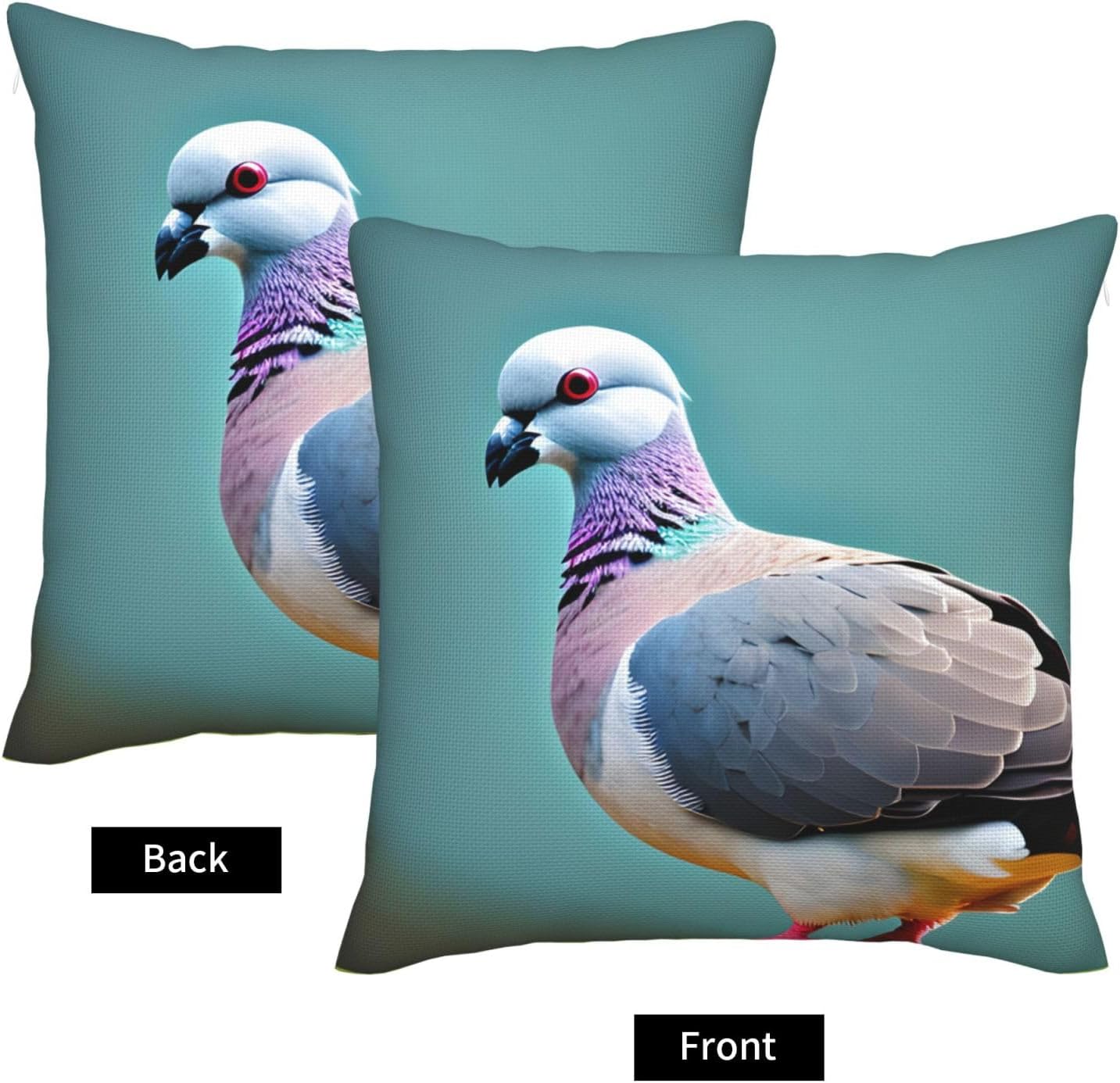 Cartoon Pigeon 4 Imitation Linen Pillowcase -2 Sets, Fashionable Home Decoration, Used for Sofas, Gardens, beds