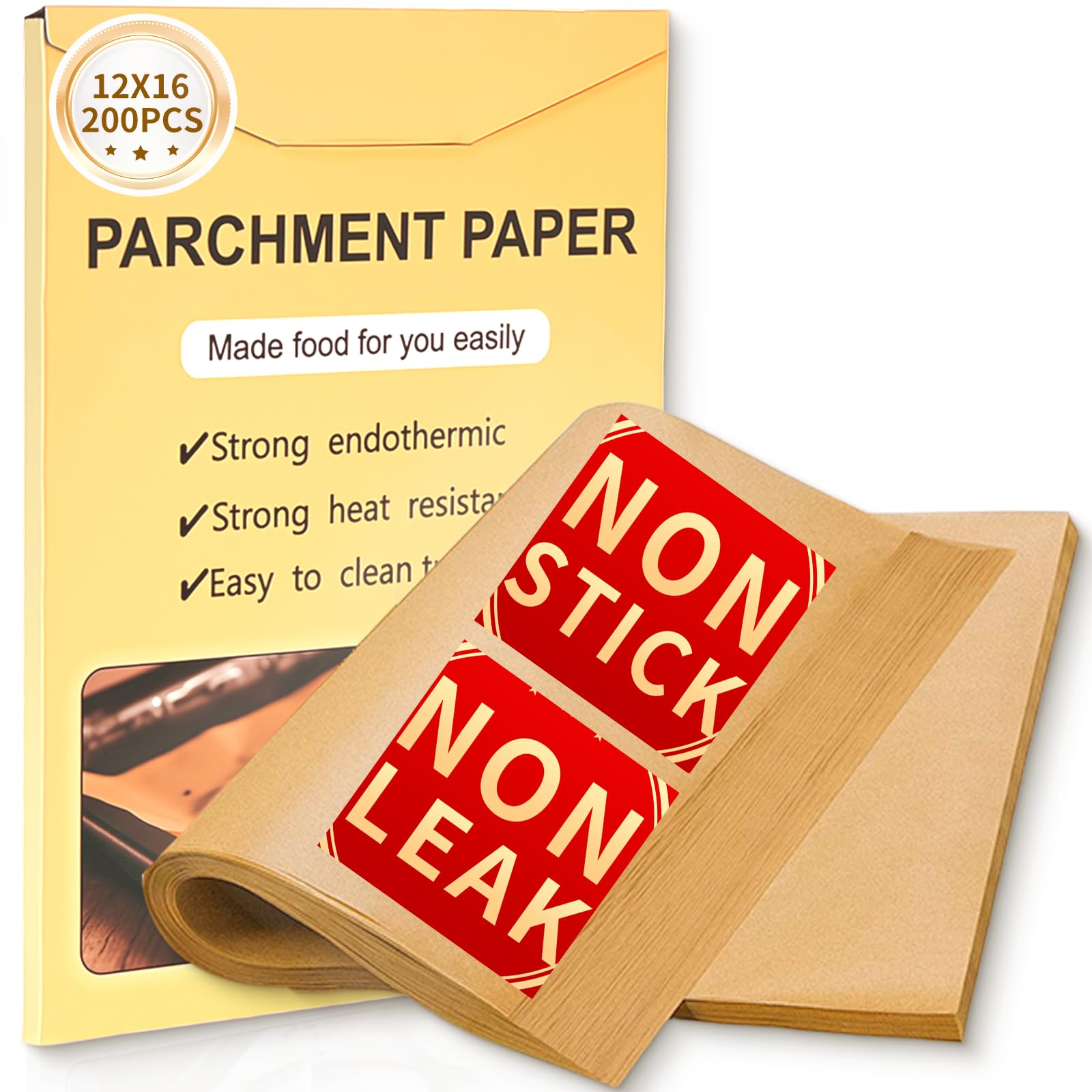 ZMWXKEN 200 Pcs 12 x16 inch (30x40cm) Precut Parchment Baking Paper Sheets, Unbleached Non-Stick & Non-Leak, Non-Toxic Food Grade Paper for Oven, Air Fryer, Grilling, Steaming