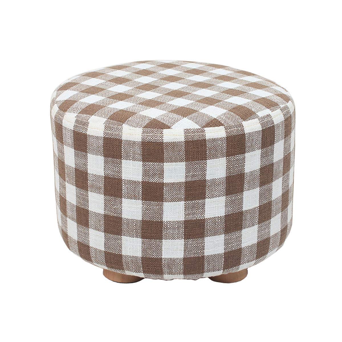 Poufs bas ronds en bois massif 29 cm pour coiffeuse et repose-pieds salon