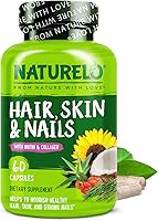 Vista 1 de NATURELO Vitaminas para el cabello, la piel y las uñas, 5000 mcg de biotina, colágeno, vitamina E natural, suplemento para piel sana, crecimiento