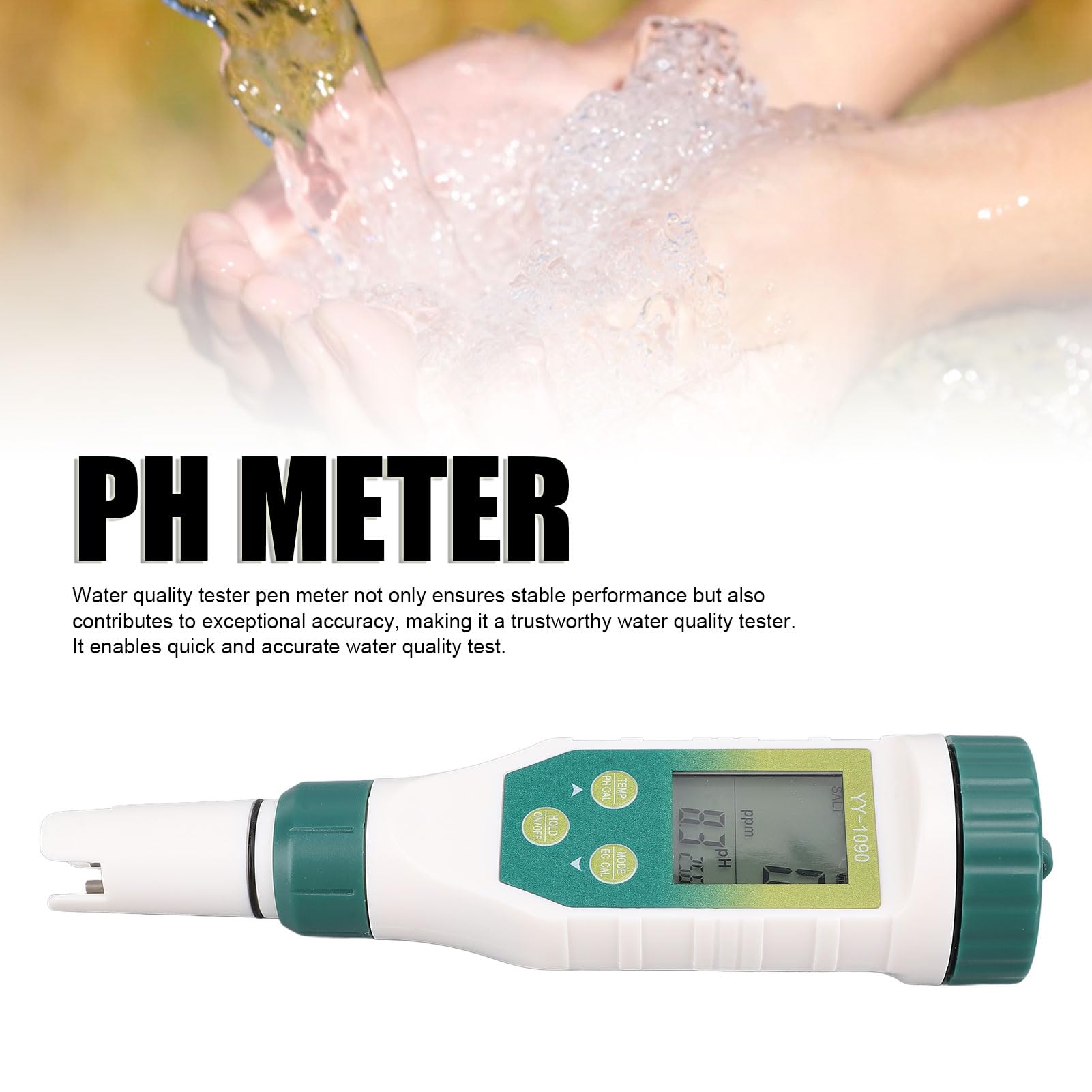 Greensen 5 in 1 Tester di qualità dell'Acqua Tds EC Temp Salinità con Sonda Multi-Parametro per Acquari, Acqua Potabile, Piscina, Design Portatile Leggero