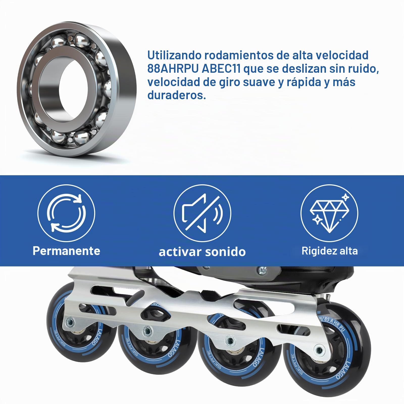 LALAGO Ruedas Patin en Linea 80mm 88A HRPU ABEC9 8 Piezas para K2 Hudora Gonex Apollo
