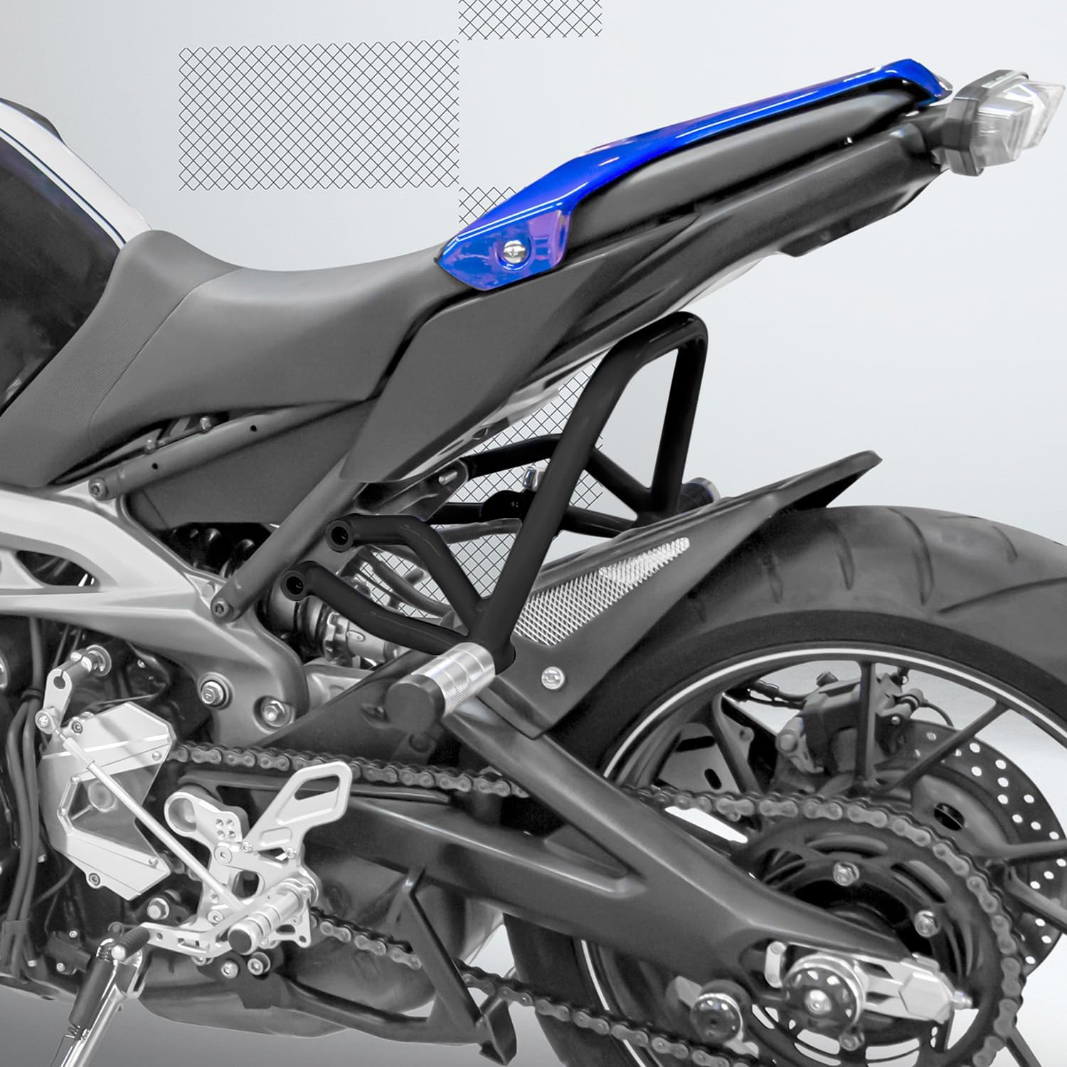 Motorcycle Rear Passenger Foot Peg Sub-cage for MT-09 FZ-09 /Tracer 2013-2020 MT09 FZ09 Crash Bar Protector (Black)