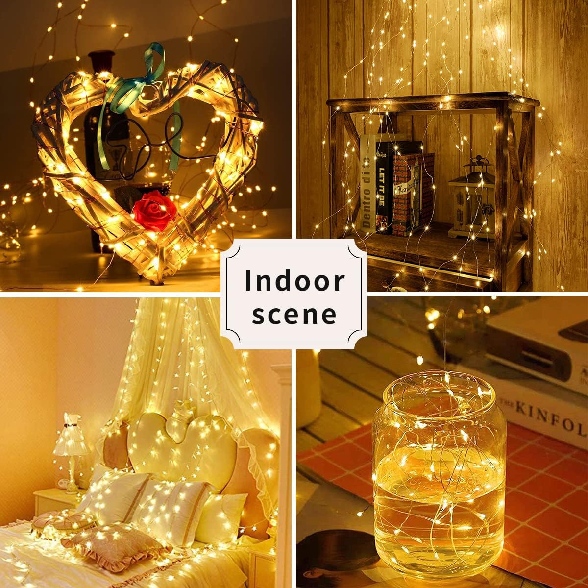 ZOUTOG 24 Pack LED Fairy Lights Battery Operated, String Twinkle Lights for Bedroom, Waterproof 6.6ft 20 LED Battery Lights for DIY Wedding Party Valentine's Day Gifts Romantic Decoration, Warm White