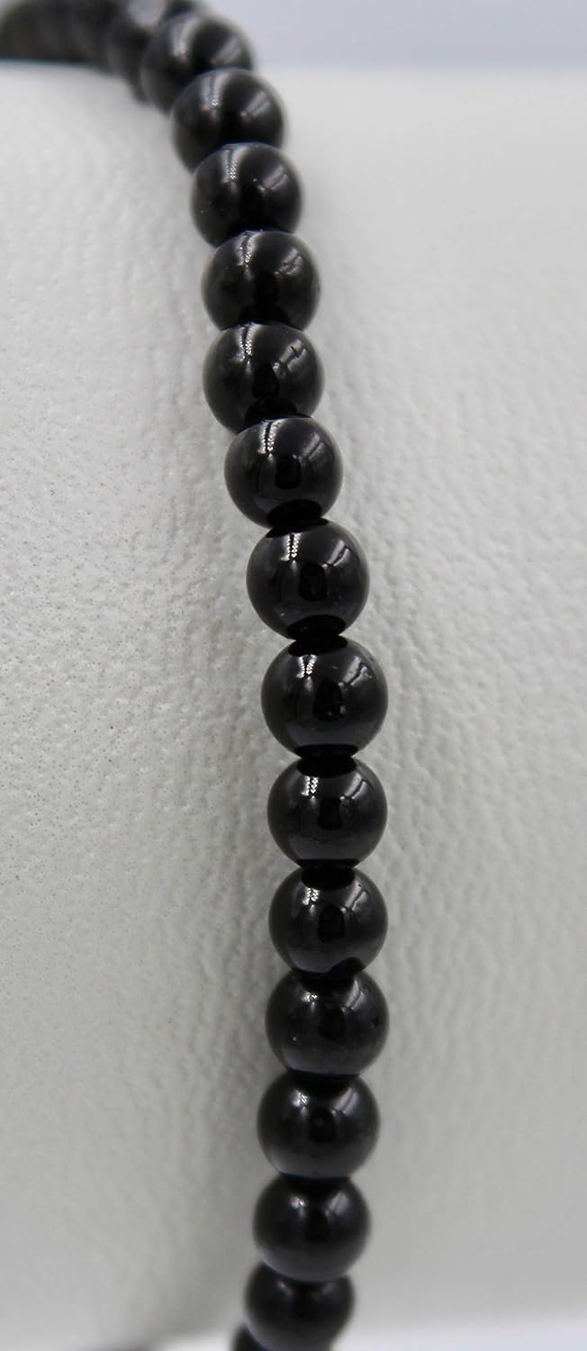 Taddart Minerals – Bracciale colorato in agata colorata naturale con sfere sfaccettate da 4 mm montate su filo di nylon elastico – fatto a mano, 18 cm, Gomma, Agata colorata