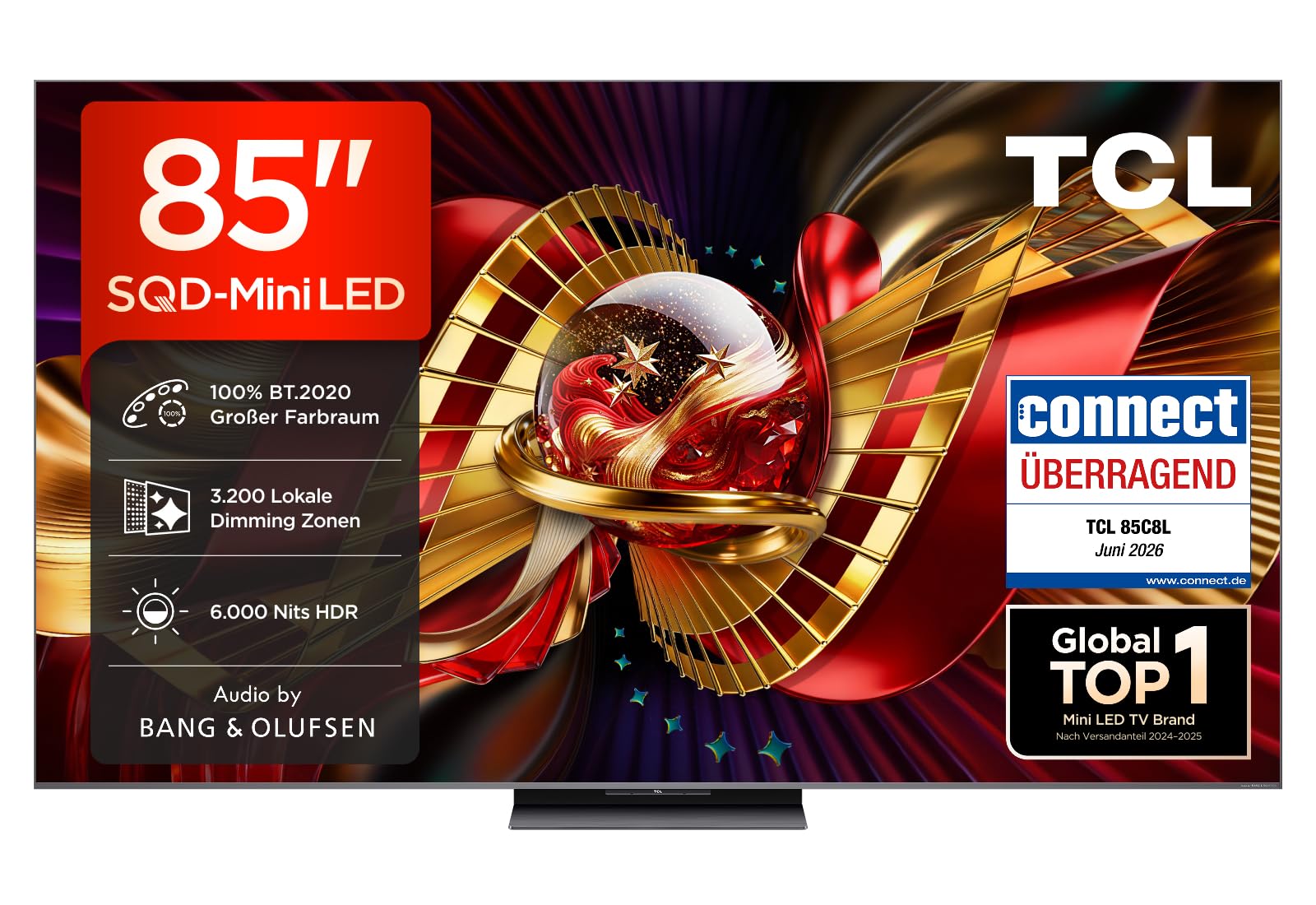 TCL 85C8L SQD-Mini LED 85 Zoll Fernseher, 4K Smart TV, Google TV, HDR10+