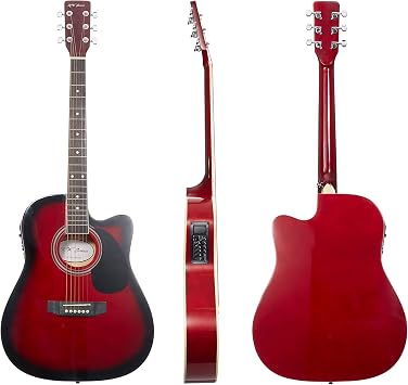 Red Full Size Thinline Acoustic Electric Guitar with Free Gig Bag Case