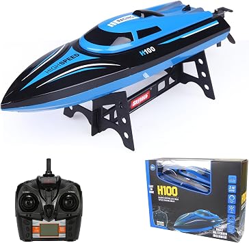 Remote Control Boat for Lakes, Pools and Outdoor Adventure 2.4G 4 Channel High Speed Electric RC Boat Gift for Teen - Blue