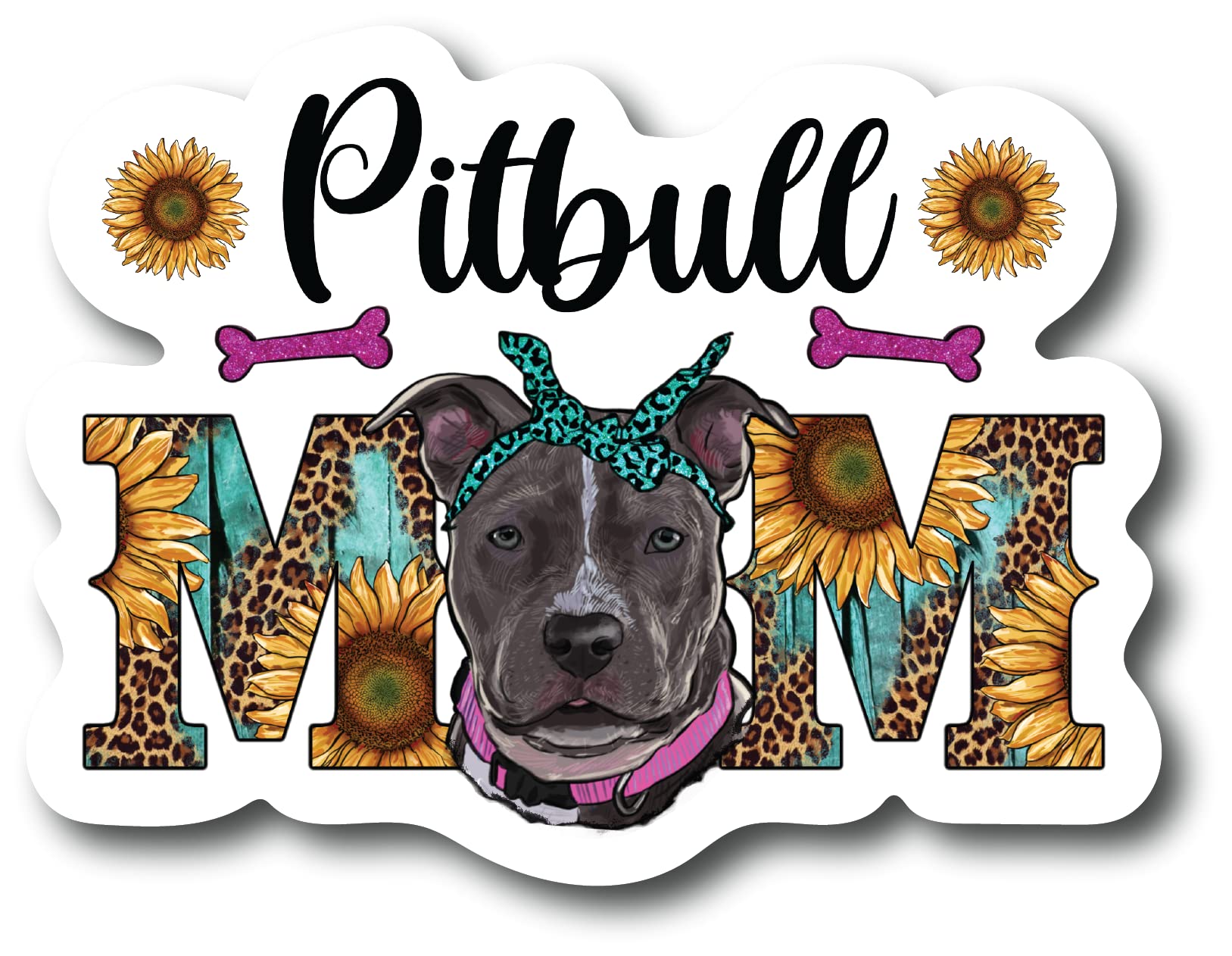 Pitbull Mom Bumper Sticker 5" - Waterproof Vinyl Decal For Car Laptop Window