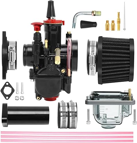 Miniatura 21 de Carburador mejorado con cámara de flotador transparente y kit de filtro de aire de admisión con aguja de inyector ajustable para accesorios