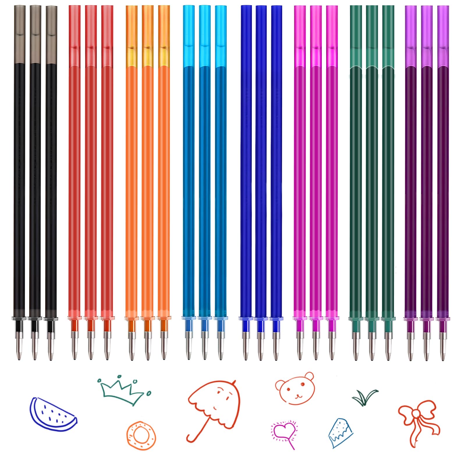 24 Piezas Boligrafo Borrable Recambios, Compatibles con Legami, Punta de 0,7mm, Altura 13cm, Bolígrafo Roller borrable, Erasable Pen Refill, Recambio Tinta Borrable, Tinta Termosensible