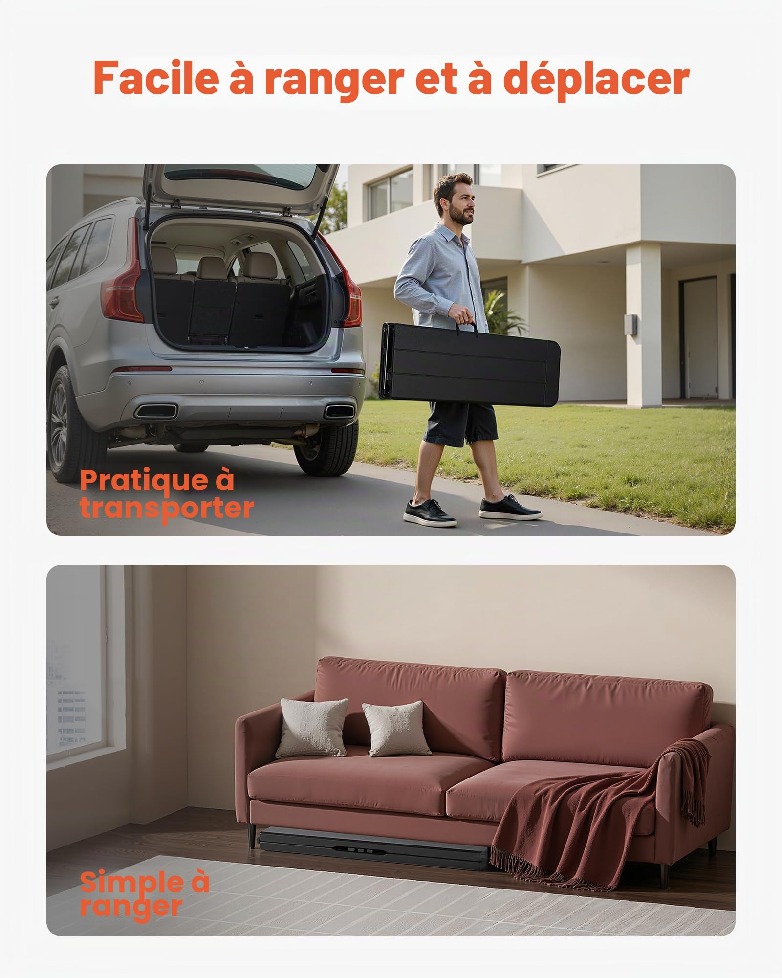 VEVOR Banc Pliant Portable en Plastique, 1825 mm, Banc de Camping, Lisse en PEHD imperméable, siège Pliable avec 2 Sacs de Transport, pour Pique-Nique, Football, Camping, Jardin, Noir (2 pièces)