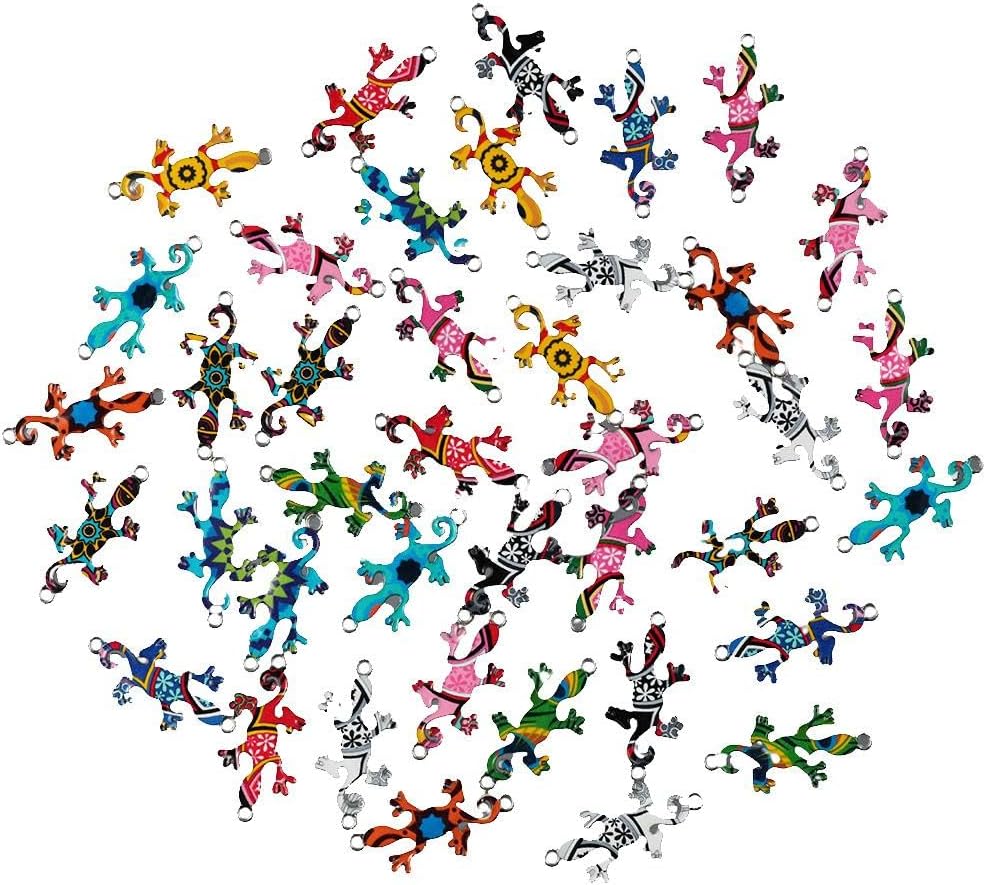40Pcs Mixed Color Gecko Charms Connectors,Gecko Pendants for DIY Jewelry Necklace Bracelet Pendant Accessories - Image 2