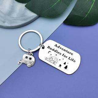 Funny Happy Camper Gifts for Women Keychain Camper Lover Gift for Men Camping Accessories RV Camping Keychain Christmas Vacation Presents for Couple