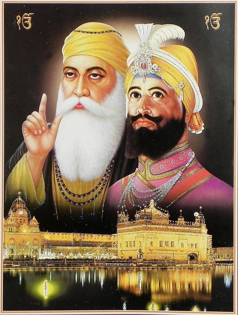 Spiritual Imagine Mart Guru Nanak Dev Ji And Guru Govind Singh Ji 12x18 Inch Poster