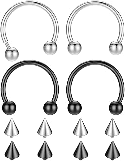 16G G23 Titanium Horseshoe Septum Rings Internally Threaded Nose Rings Hoop Helix Daith Cartilage Tragus Earrings Nipple Eyebrow Body Piercing Jewelry