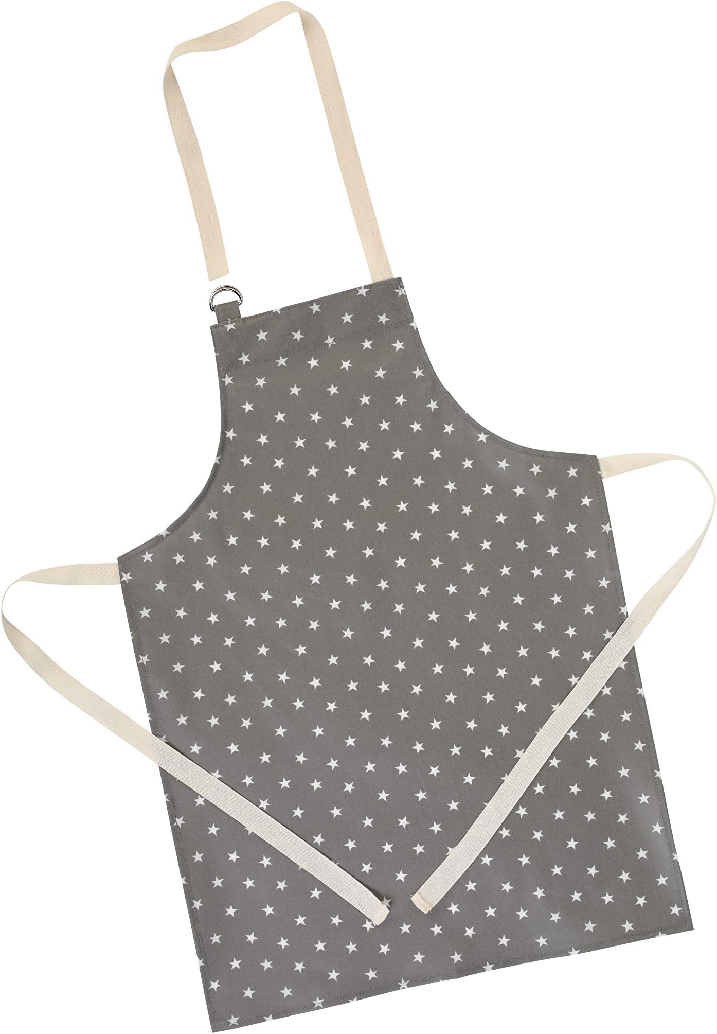Messy Me Comfortable Wipe Clean Apron for Kids - Ideal as Painting Apron, Baking Apron & Art Apron for Kids - Waterproof Kids Apron - Wipe Clean Aprons for Children (Grey Stars, Midi)